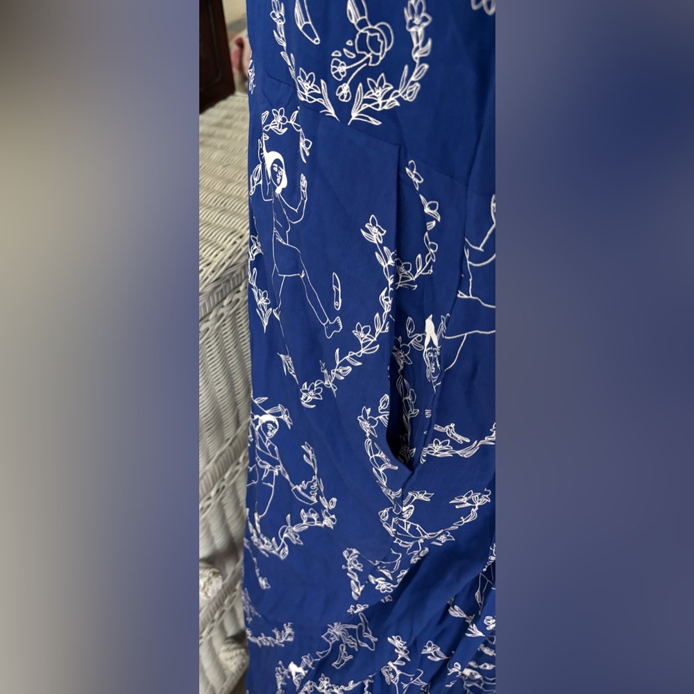 Lazy OAF “Accidents” Blue Illustrated Button Front Jumpsuit Wide Leg Plus Sz. 20 - Picture 7 of 12